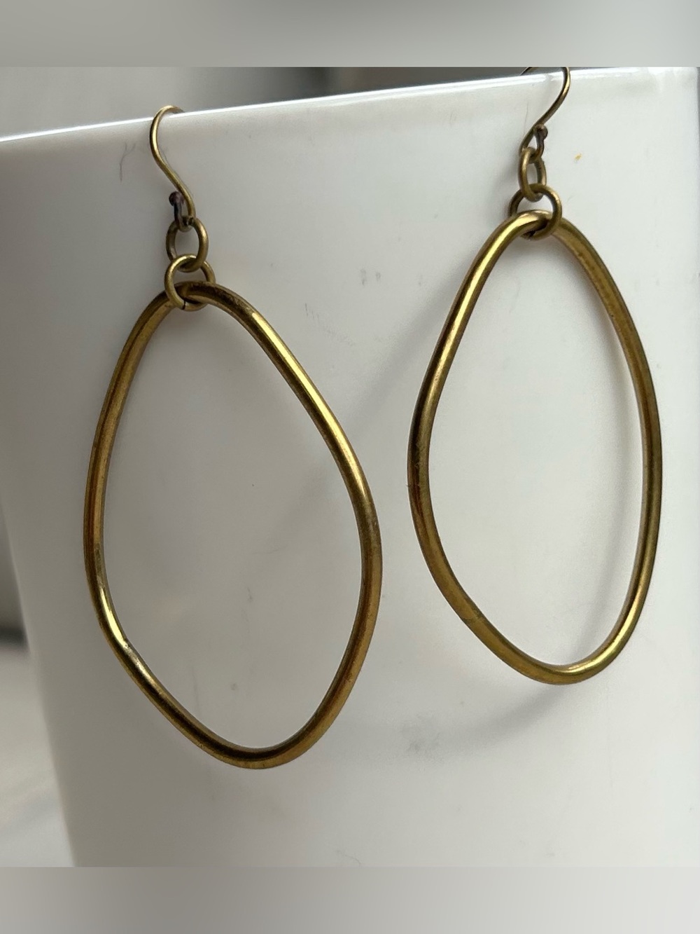 MWOT Minimalist Delicate Brass Oval Drop Earrings for Women